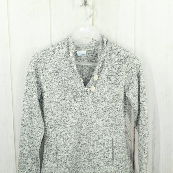 Columbia Heather Gray 1/4 Button Pullover Hooded Sweater Size M - Picture 6 of 12